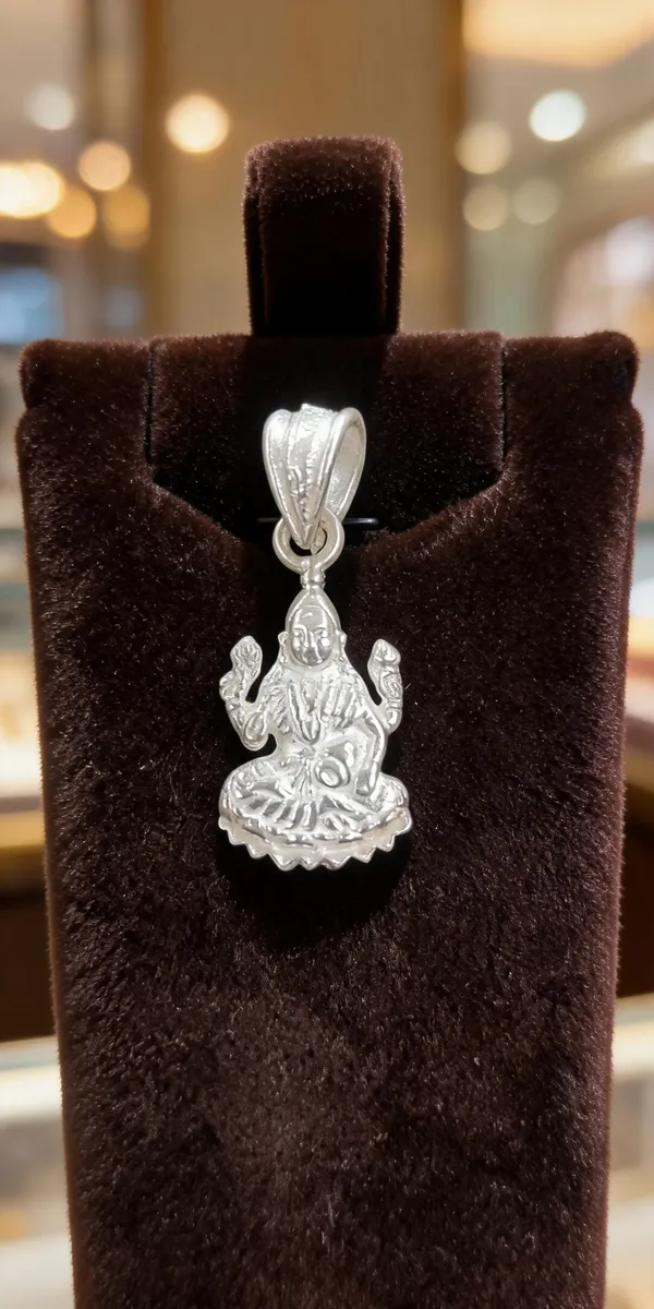 Silver_Metal_Lakshmi_Motif_Pendant_For_Women