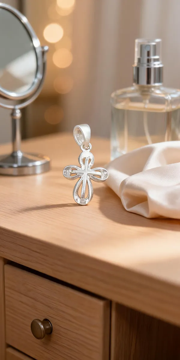 Silver_Metal_Openwork_Cross_Pendant_For_Unisex