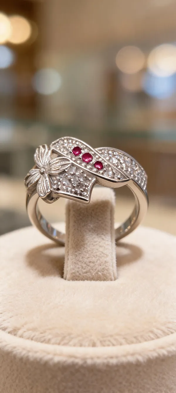 Silver_Metal_Pink_Stone_Leaf_Floral_Ring_For_Women