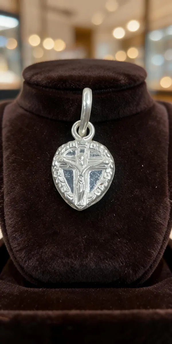 Silver_Metal_Embossed_Christian_Cross_Pendant_For_Unisex