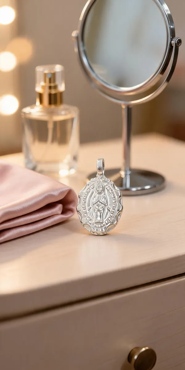 Silver_Metal_Ganesha_Embossed_Pendant_For_Unisex