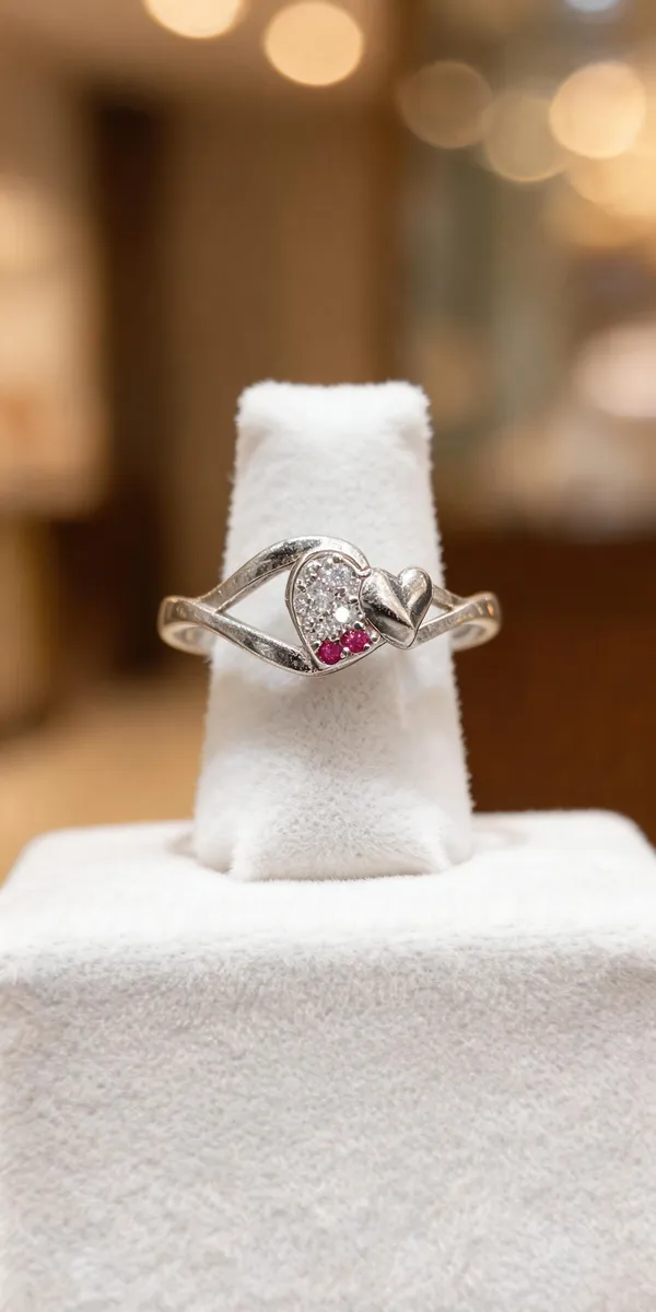 Silver_Metal_Heart_Motif_Pink_Stone_Ring_For_Women
