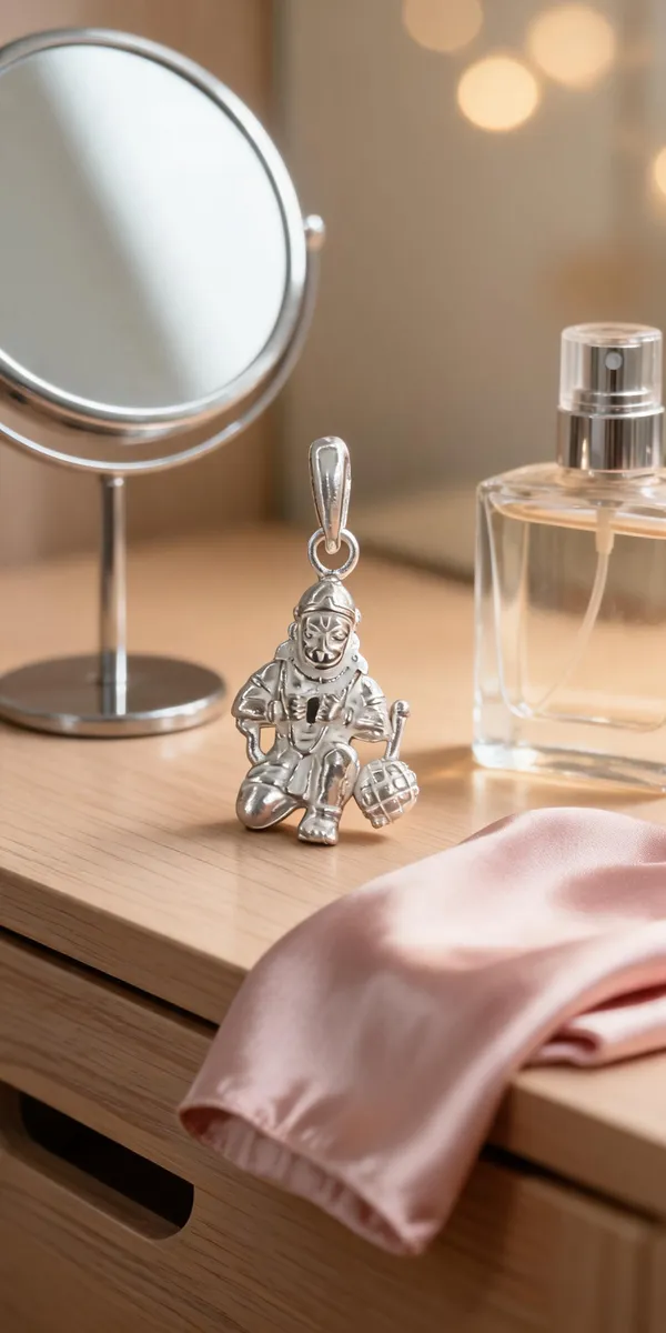 Silver_Metal_Seated_Hanuman_Deity_Pendant_For_Unisex