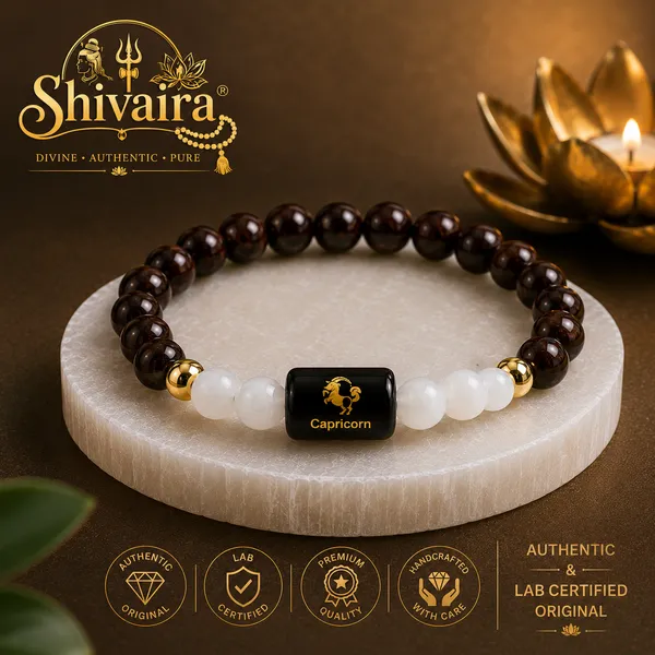 Capricorn_(Makkar_Rashi)_Zodiac_Bracelet_with_Raw_Selenite_Charging_Plate