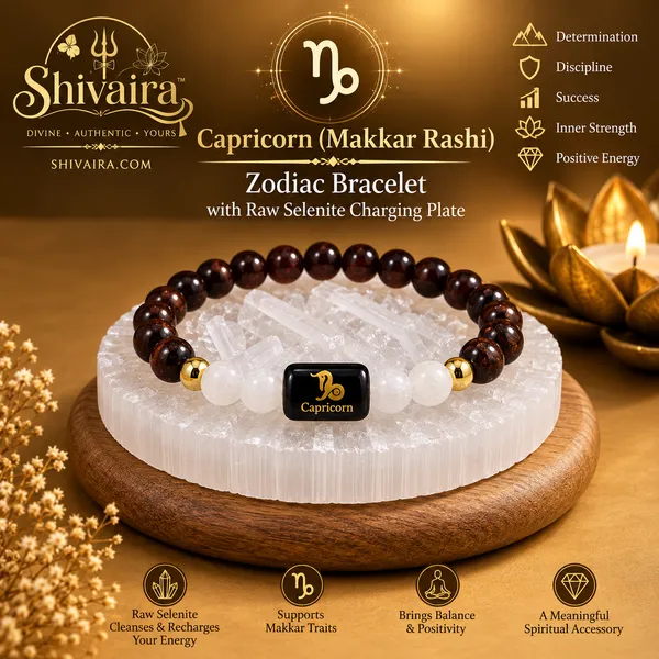 Capricorn_(Makkar_Rashi)_Zodiac_Bracelet_with_Raw_Selenite_Charging_Plate