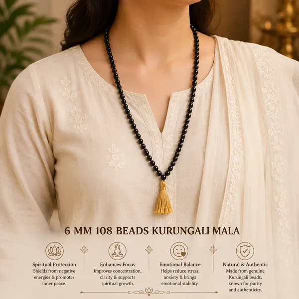 6_MM_108_Beads_Kurungali_Mala_–_Authentic_&_Lab_Certified_Original