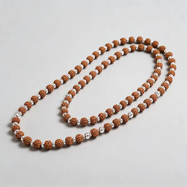 Brown_And_Silver_5_Mukhi_Rudraksha_And_Silver_Elements_Mala
