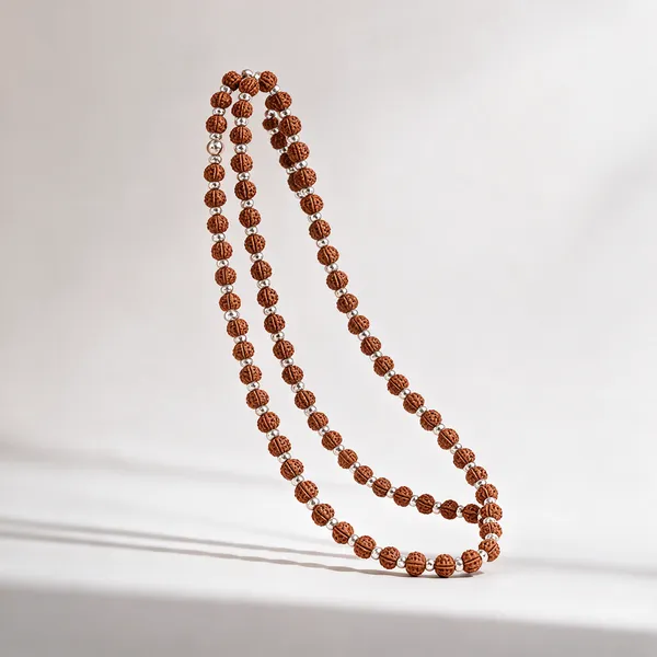 Brown_And_Silver_5_Mukhi_Rudraksha_And_Silver_Elements_Mala