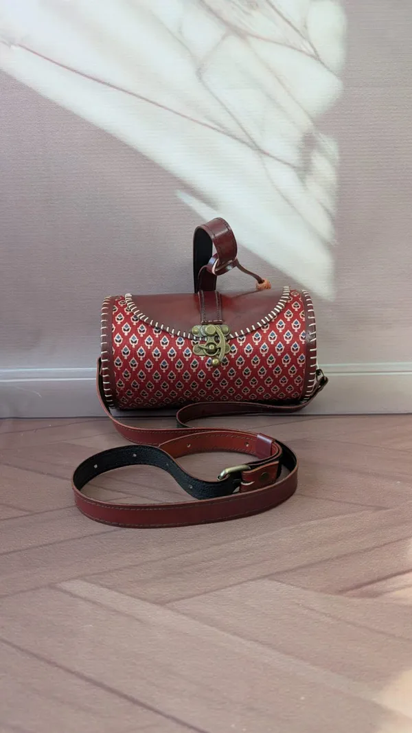 Red_Ajrakh_Silk_Leather_Patterned_Sling_Bag_For_Women
