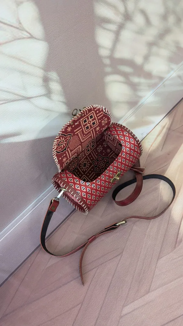 Red_Ajrakh_Silk_Leather_Patterned_Sling_Bag_For_Women
