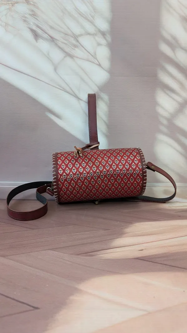 Red_Ajrakh_Silk_Leather_Patterned_Sling_Bag_For_Women