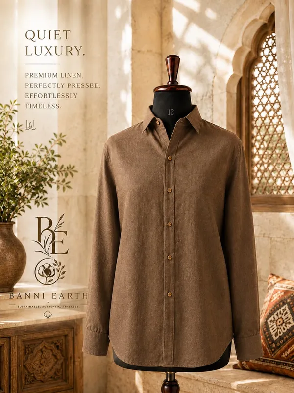 KALA(ORGANIC)COTTON_HAND_WOVEN_FABRIC_WITH_CHEMICAL_FREE_DYING_WOMEN"S_SHIRT,_BROWN_COLOUR