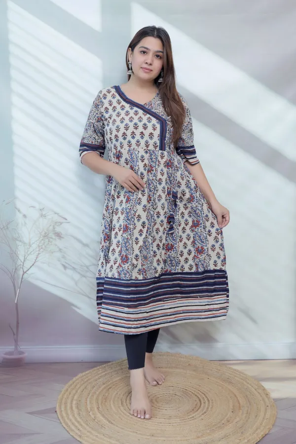 Riva_Cream_Angarakha_Ajarakh_Cotton_Kurti