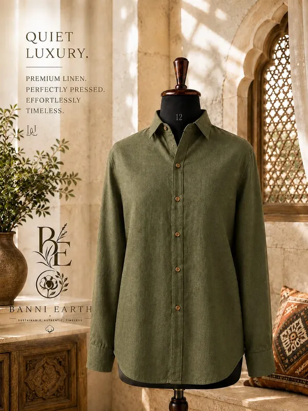 KALA(ORGANIC)COTTON_HAND_WOVEN_FABRIC_WITH_CHEMICAL_FREE_DYES_WOMEN"S_SHIRT,OLIVE_COLOUR