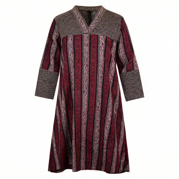 Multicolor_Cotton_Block_Print_A-Line_Kurti_For_Women