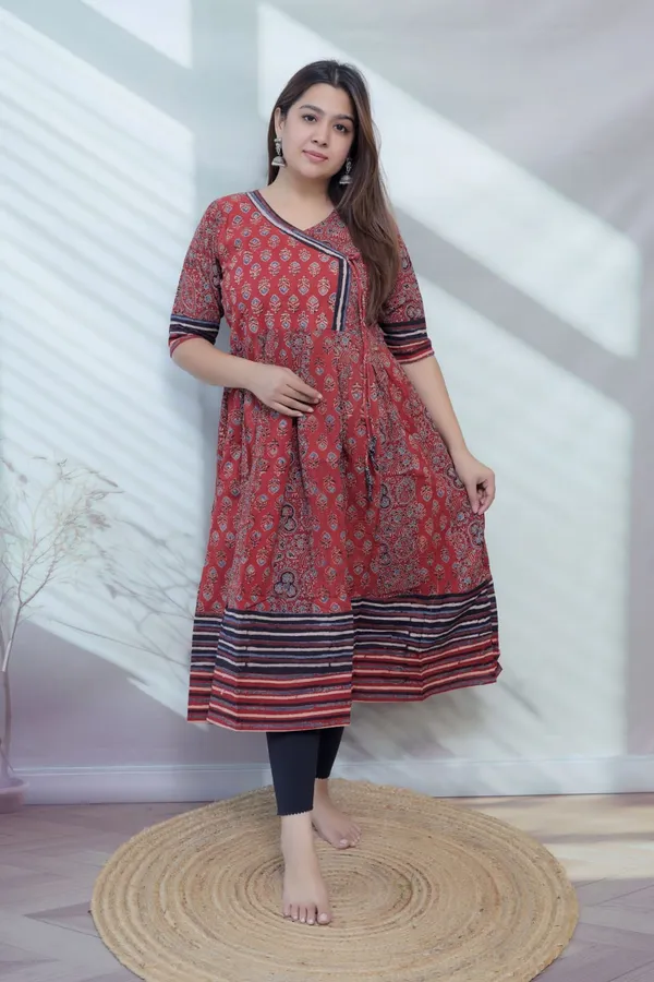 Riva_Cream_Angarakha_Ajarakh_Cotton_Kurti