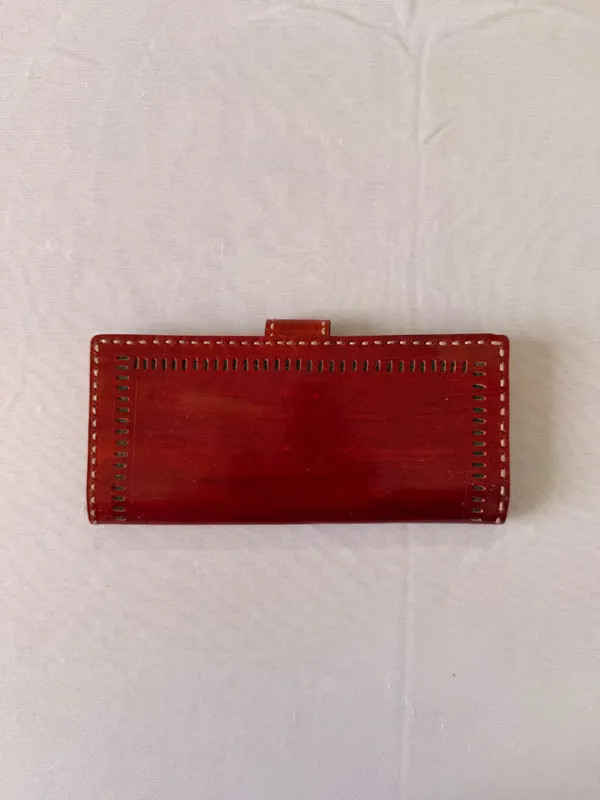 Brown_Genuine_Leather_Cutwork_Flap_Long_Wallet_For_Women