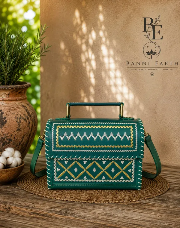 Green_HANDEmbroidered_Handheld_Shoulder_HUTBag