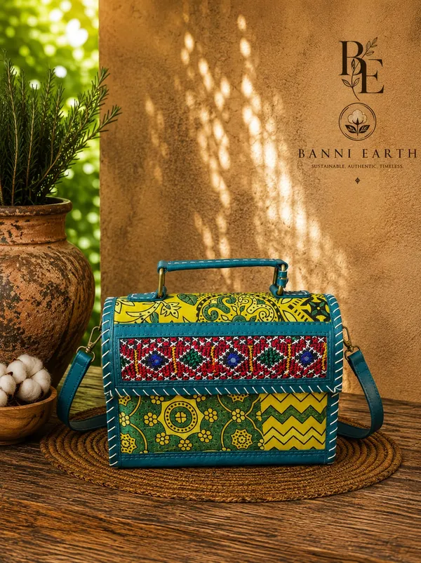 AJARAKH_l_Mustard_&Green_jat__Handcrafted_hut_bag_With_Shoulder_Strap