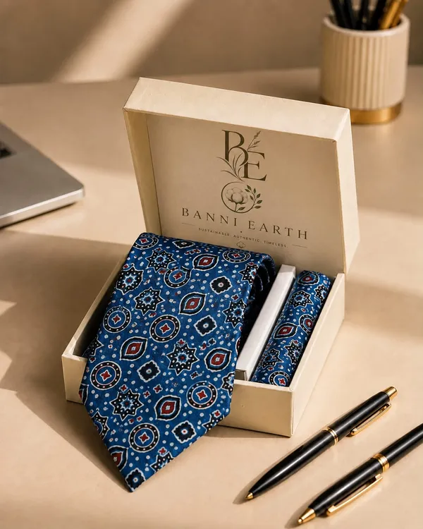 Blue_Ajrakh_Handcrafted_Tie_Set