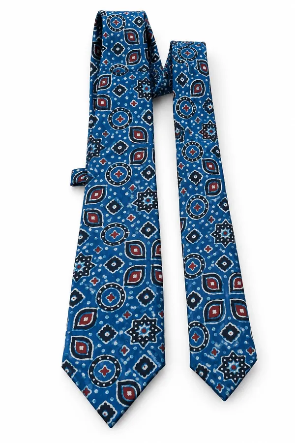 Blue_Ajrakh_Handcrafted_Tie_Set