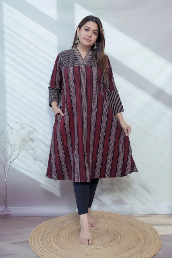Bhagya_Black_Blockprint_Lining_A_line_Cotton_Kurti