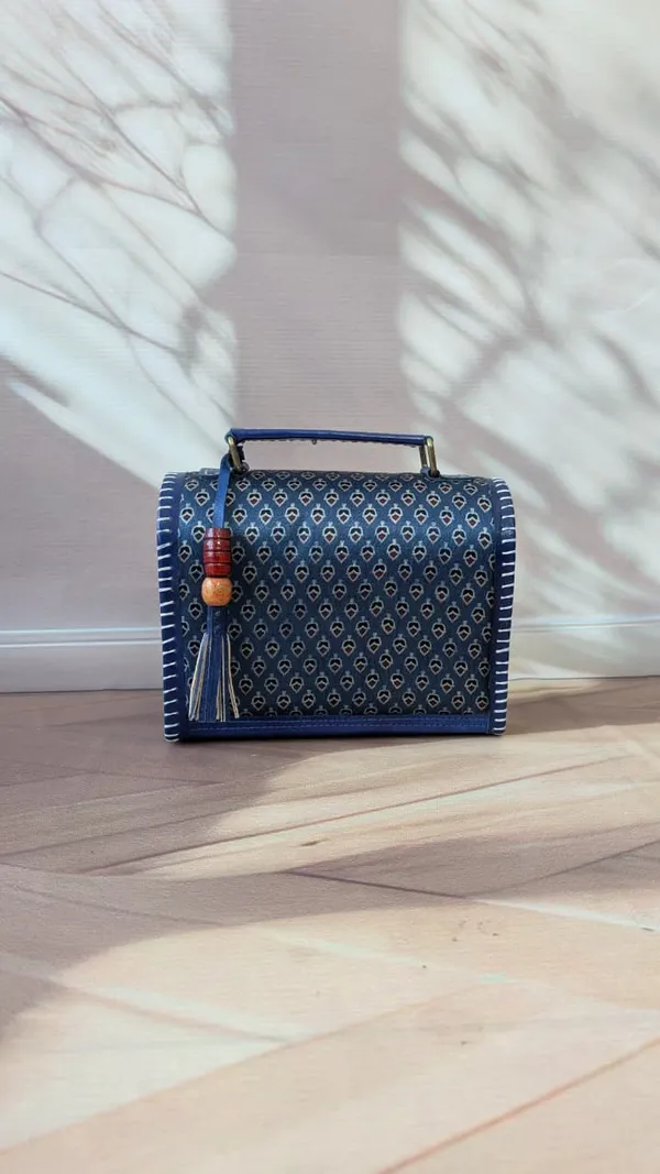 Blue_Ajrakh_Silk_Leather_Embroidered_Sling_Bag_For_Women