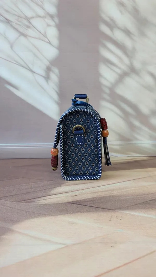 Blue_Ajrakh_Silk_Leather_Embroidered_Sling_Bag_For_Women