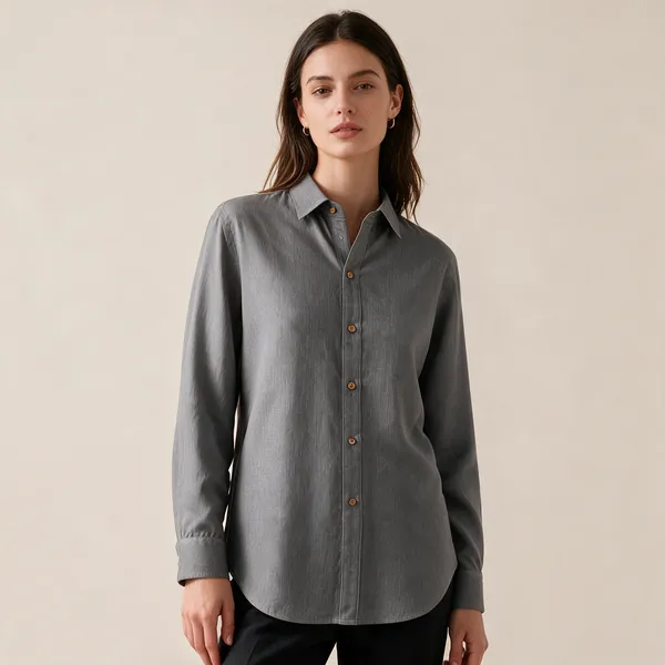 Grey_Kala_Cotton_Hand_Woven_Button-Down_Shirt_For_Women