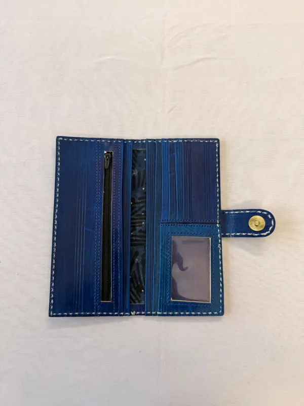 Blue_Genuine_Leather_Geometric_Embroidered_Flap_Wallet_For_Women