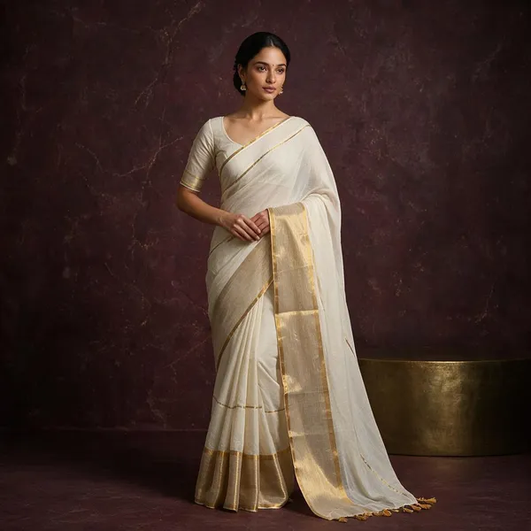 Off_White_Mul_Cotton_Saree_With_Blouse