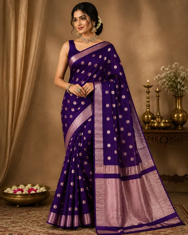 Purple_Banarasi_Silk_Woven_Polka_Dot_Saree_For_Women