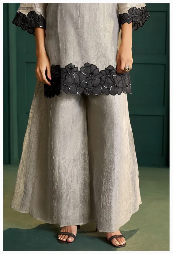 Off_White_Crush_Shimmer_With_Applique_&_Handwork_Kurta_Palazzo_Dupatta_Set