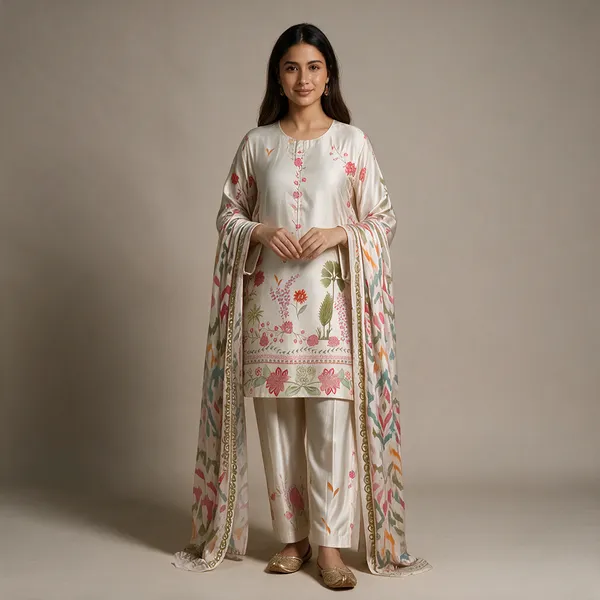 White_Natural_Crepe_Straight_Floral_Kurta_Set_For_Women
