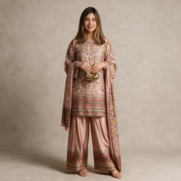 Peach_Natural_Crepe_Straight_Floral_Kurta_Set_For_Women