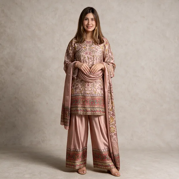 Peach_Natural_Crepe_Straight_Floral_Kurta_Set_For_Women