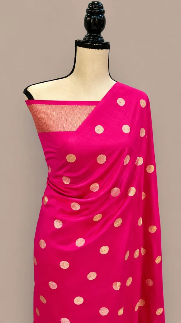 Pink_Silk_Look_Polka_Dot_Saree_for_Women