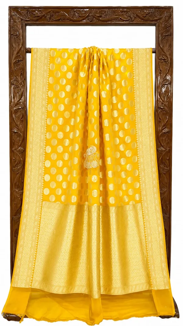 Yellow_Banarasi_Silk_Sarees_Banarasi_Katan_Silk_Sarees_With_Almond_Zari_Weaving_Circle_Design