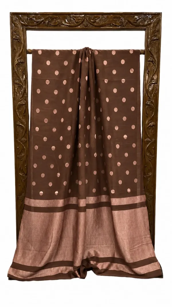 Brown_Woven_Polka_Dot_Saree_for_Women