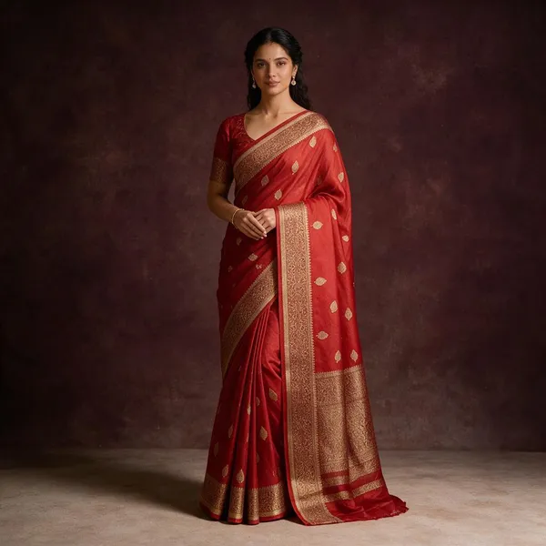 Orange_Banarasi_Kora_Silk_Sarees_Copper_Zari_Weaving_Boota_Body_Jamawork