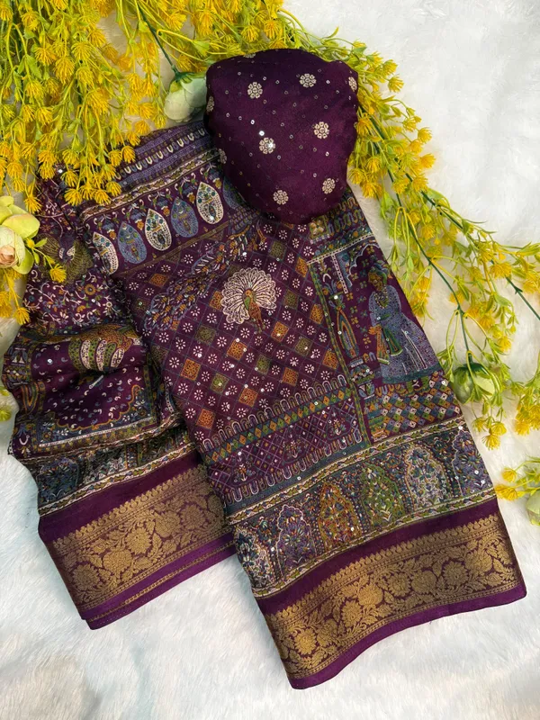 Pure_Marsh_Mellow_silk_saree_with_Unique_printed_Sarees_And_self_Emboss_With_designer_SIQVANCE_Work_Saree_all_over_saree_With_Rich_Pallu