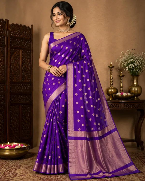 Purple_Banarasi_Silk_Woven_Polka_Dot_Saree_For_Women