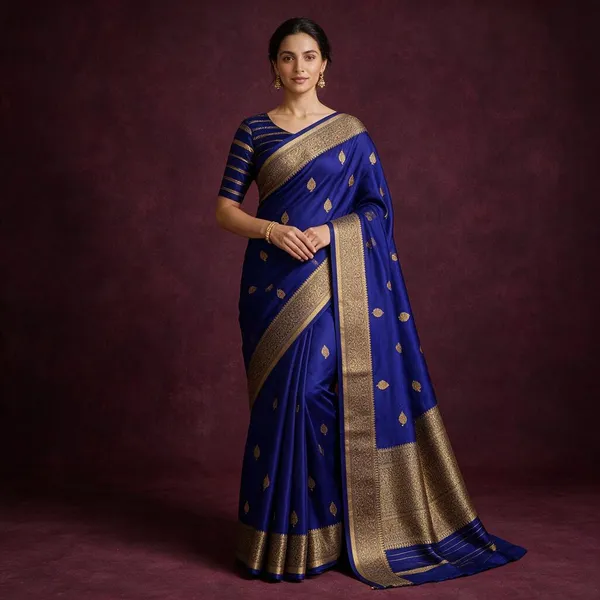 Blue_Banarasi_Kora_Silk_Sarees_Copper_Zari_Weaving_Boota_Body_Jamawork