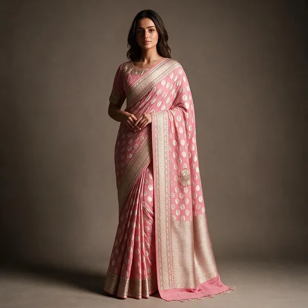 Pink_Banarasi_Silk_Sarees_Banarasi_Katan_Silk_Sarees_With_Almond_Zari_Weaving_Circle_Design