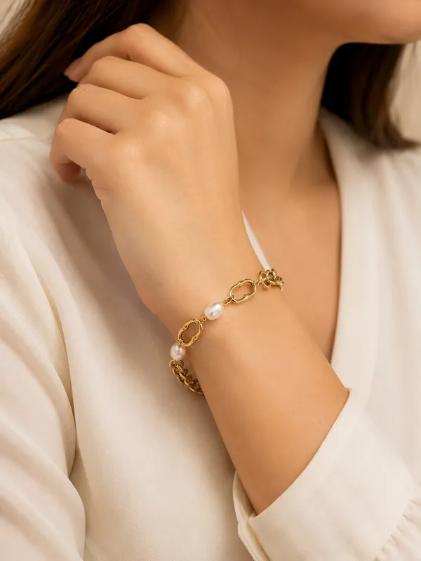 Golden_Pearl_Chain_Bracelet(52194)