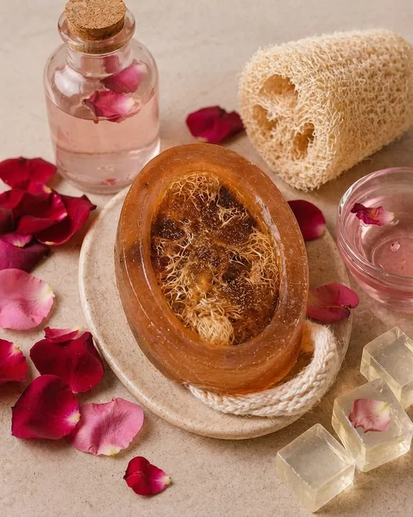 Glycerin_Loofah_Rose_Petals_Exfoliating_Soap_(_with_Draw_string_)_-_Pack_Of_2