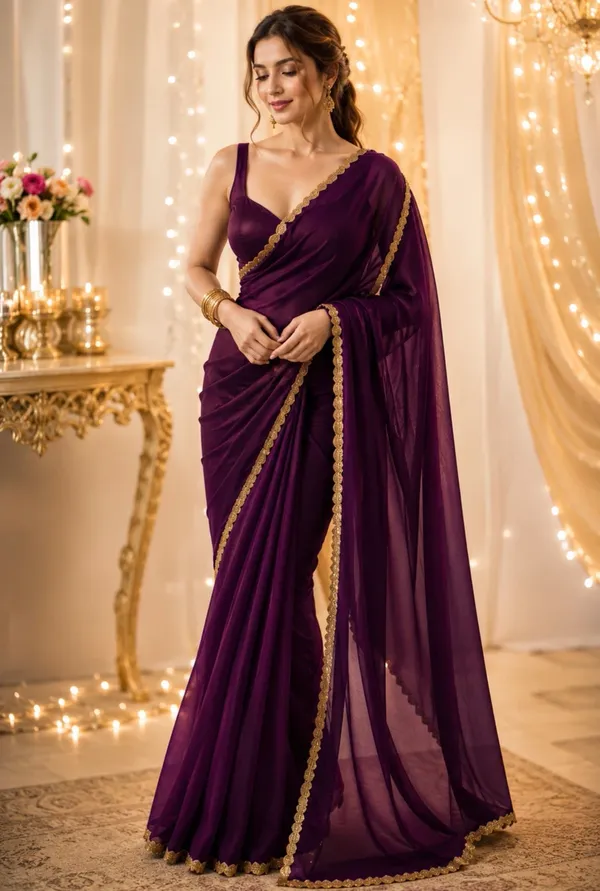 Purple_Georgette_Lace_Border_Saree_For_Women