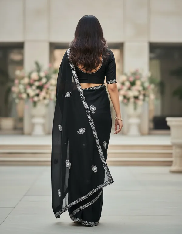 Black_Georgette_Embroidered_Saree_For_Women