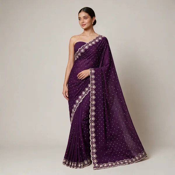 Purple_Georgette_Printed_Saree_For_Women
