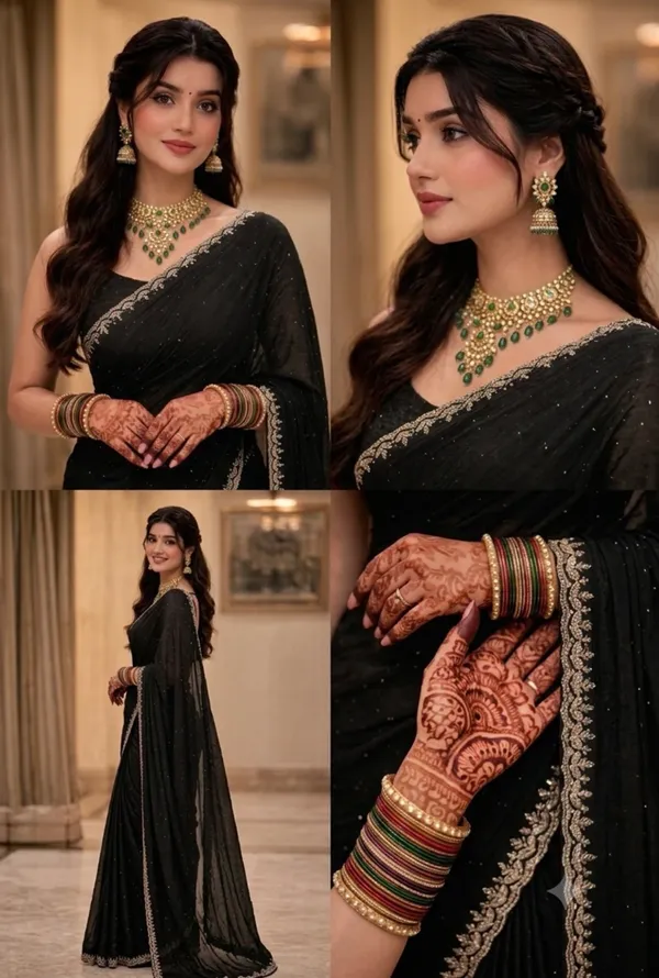 Black_Georgette_Embroidered_Saree_For_Women